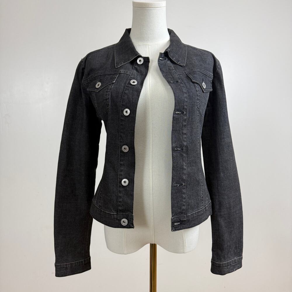 Vintage Y2K Rare Versace Jeans Couture Black Denim Sequin Patch Jacket Size S